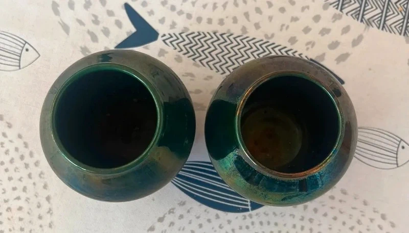 coppia vaso iridescente riccardo gatti faenza italy coppia vaso iridescente riccardo gatti faenza italy