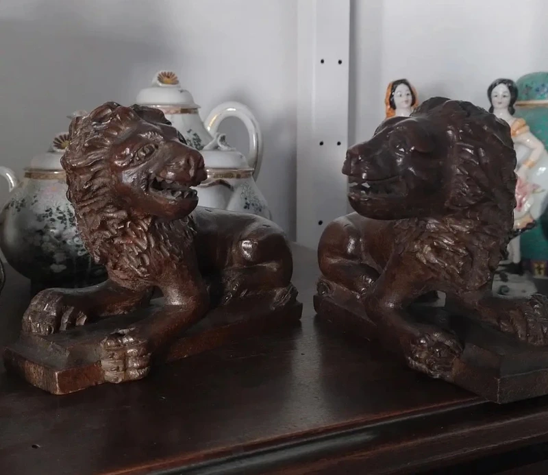 coppia leone leoni legno antico coppia leone leoni legno antico