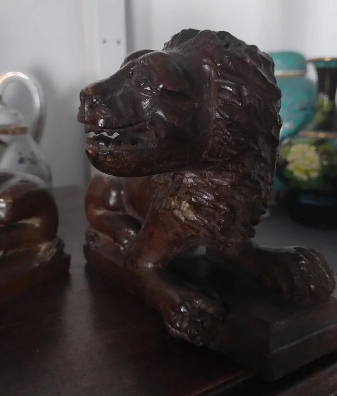 coppia leone leoni legno antico coppia leone leoni legno antico