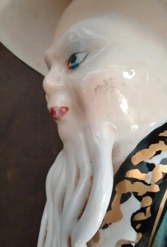 statua in ceramica mandarino cinese con gatto statua in ceramica mandarino cinese con gatto