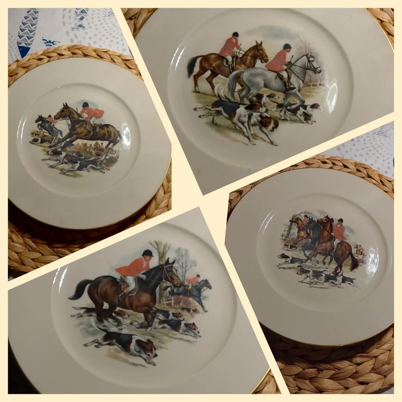 lotto di piatto n.4 caccia alla volpe bavaria germany anni 60 lotto di piatto n.4 caccia alla volpe bavaria germany anni 60