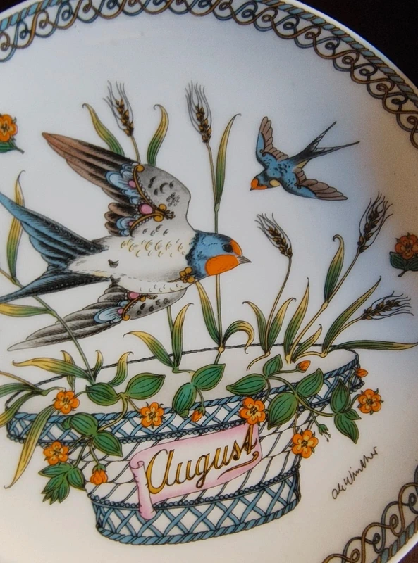 hutschenreuther piatto da collezione con uccelli e indicazione del mese hutschenreuther piatto da collezione con uccelli e indicazione del mese