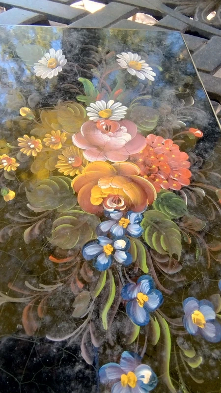 bellissima e antica scatola metallo latta nero con decoro fiori bellissima e antica scatola metallo latta nero con decoro fiori