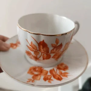tazza thè tè fiori arancioni h&c chodau czechoslovakia