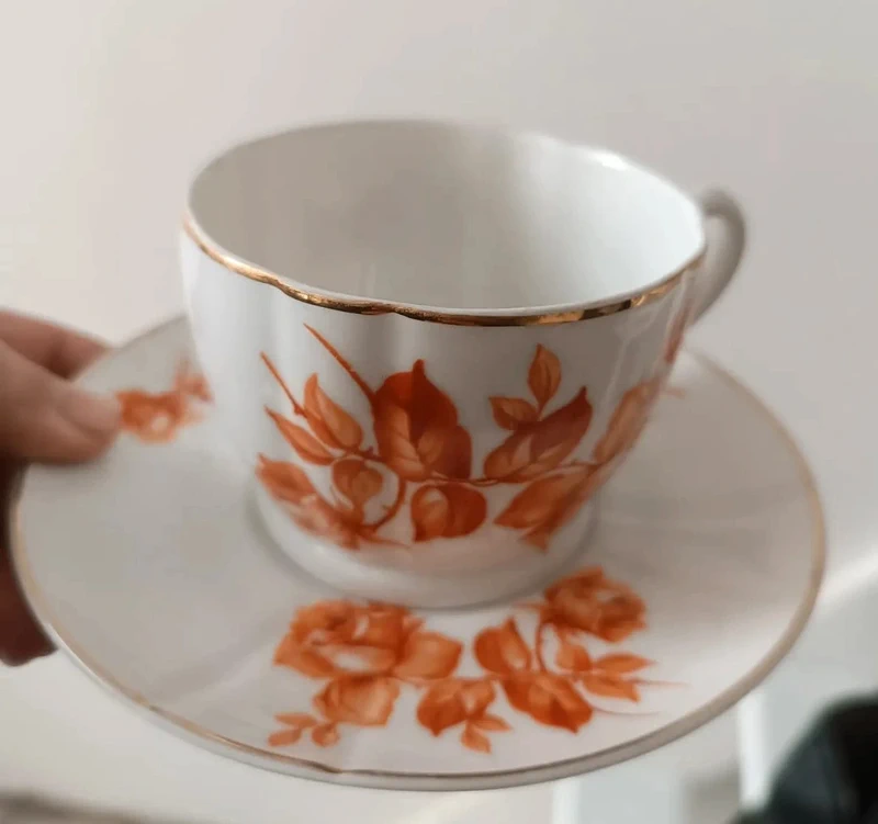tazza thè tè fiori arancioni h&c chodau czechoslovakia tazza thè tè fiori arancioni h&c chodau czechoslovakia
