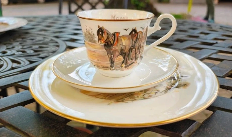 tazza da thè tè con doppio piattino villeroy&boch 1976 mese di marzo tazza da thè tè con doppio piattino villeroy&boch 1976 mese di marzo