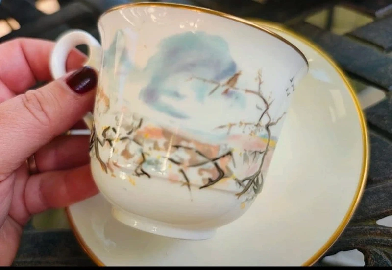 tazza da thè tè con doppio piattino villeroy&boch 1976 mese di marzo tazza da thè tè con doppio piattino villeroy&boch 1976 mese di marzo
