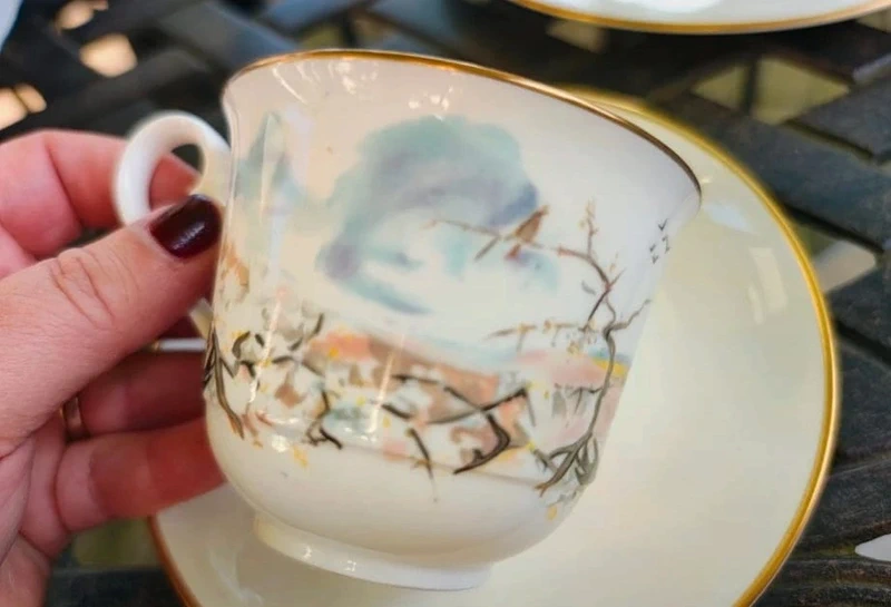 tazza da thè tè con doppio piattino villeroy&boch 1976 mese di marzo tazza da thè tè con doppio piattino villeroy&boch 1976 mese di marzo