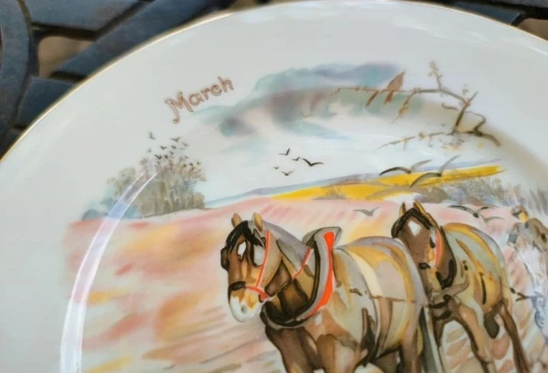 tazza da thè tè con doppio piattino villeroy&boch 1976 mese di marzo tazza da thè tè con doppio piattino villeroy&boch 1976 mese di marzo