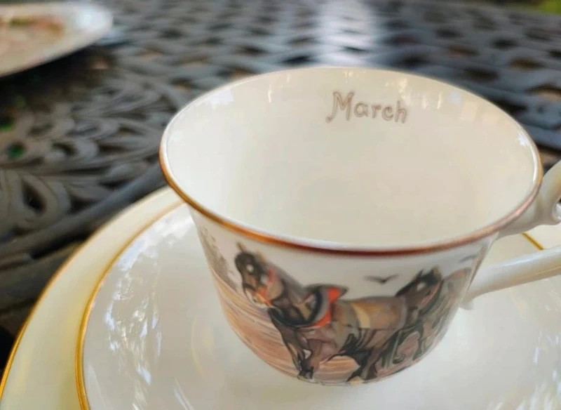 tazza da thè tè con doppio piattino villeroy&boch 1976 mese di marzo tazza da thè tè con doppio piattino villeroy&boch 1976 mese di marzo