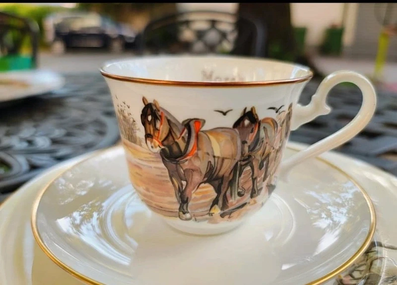tazza da thè tè con doppio piattino villeroy&boch 1976 mese di marzo tazza da thè tè con doppio piattino villeroy&boch 1976 mese di marzo