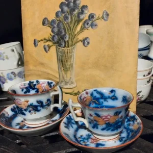 coppia tazza con piattino john ridgwaus imari england