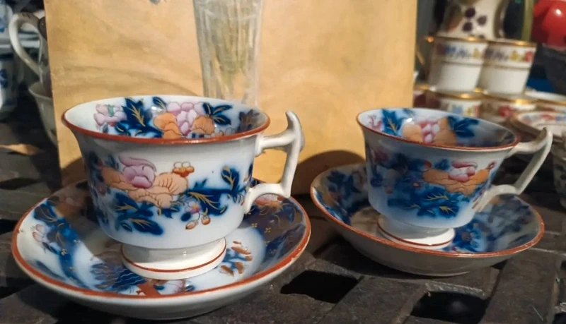 coppia tazza con piattino john ridgwaus imari england coppia tazza con piattino john ridgwaus imari england
