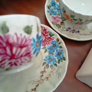 coppia tazze thè tè ceramica laveno dipinte a mano