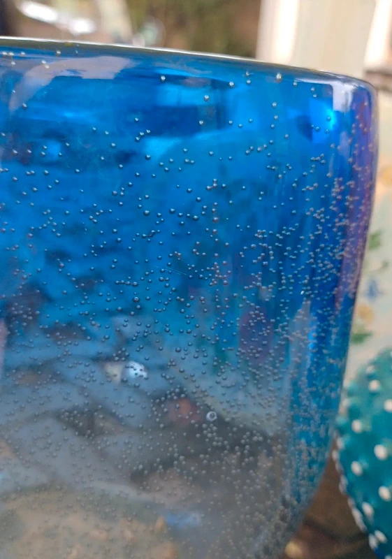 vaso vetro pieno murano toni del blu con bolle vaso vetro pieno murano toni del blu con bolle