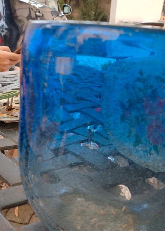 vaso vetro pieno murano toni del blu con bolle vaso vetro pieno murano toni del blu con bolle