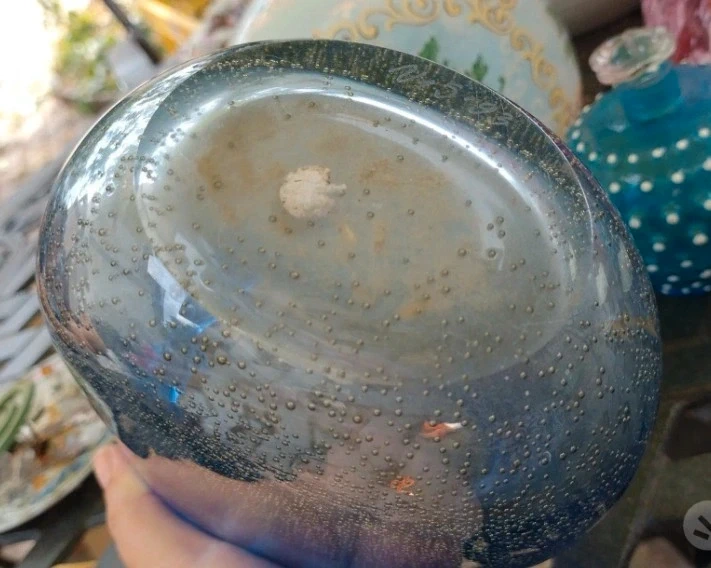 vaso vetro pieno murano toni del blu con bolle vaso vetro pieno murano toni del blu con bolle