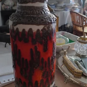 vaso ceramica vintage west germany marrone e rosso