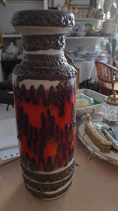 vaso ceramica vintage west germany marrone e rosso vaso ceramica vintage west germany marrone e rosso