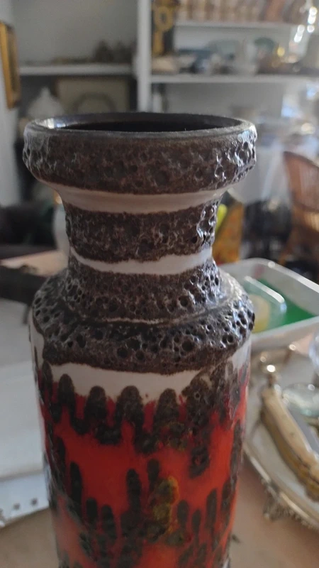 vaso ceramica vintage west germany marrone e rosso vaso ceramica vintage west germany marrone e rosso