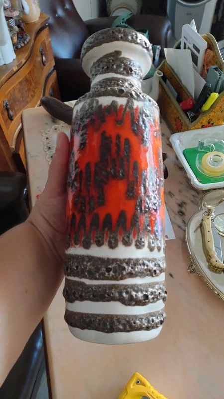 vaso ceramica vintage west germany marrone e rosso vaso ceramica vintage west germany marrone e rosso