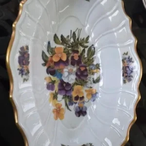 ciotola vassoio limoges france decoro viole del pensiero