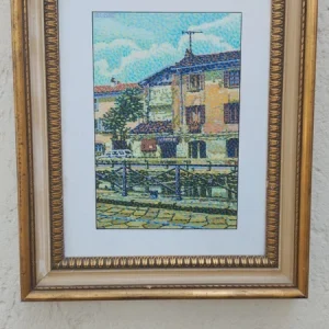 quadro olio su tela milano naviglio grande scorcio pittoresco di bruno albè