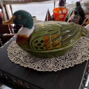 terrina anatra vintage ceramica di michel caugant