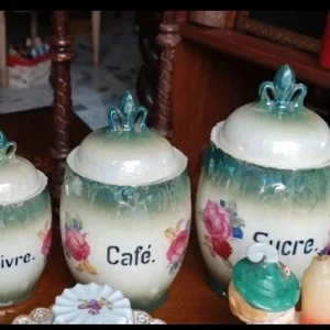set 5 barattoli cucina colori iridescenti decò liberty