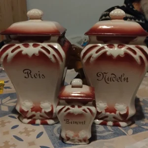 set barattoli ceramica decorazione floreale art noveau reis e mudeln e zimmit