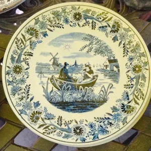 lotto di tre piatto vintage anni 20 royal sphinx di boch delft scena popolare