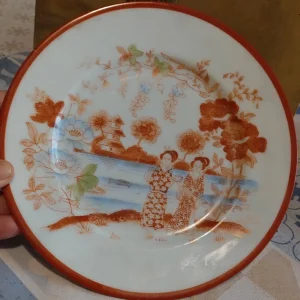 piatto vintage kutani anni '50 giapponese geisha