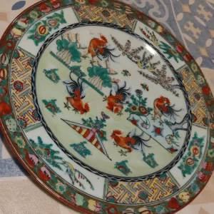piatto porcellana cinese cina decoro galli rossi