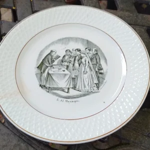 coppia piatto scena in bianco nero matrimonio società ceramica richard