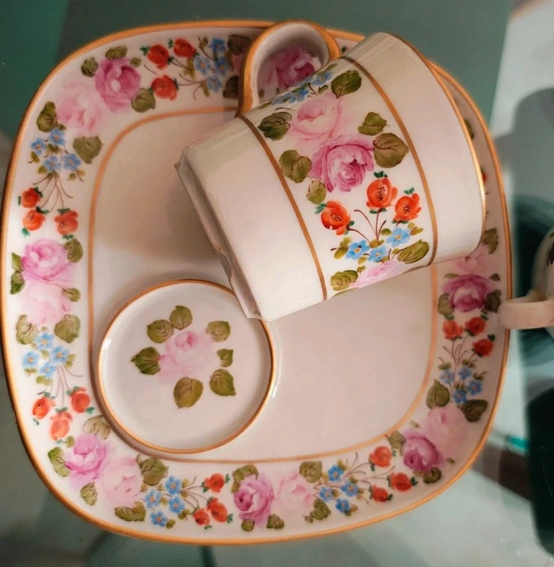 tazza con piattino quadrato dipinta a mano langenthal tazza con piattino quadrato dipinta a mano langenthal