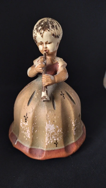 vintage anri intagliato dipinto in legno figura ragazza bambina con flauto carillon vintage anri intagliato dipinto in legno figura ragazza bambina con flauto carillon