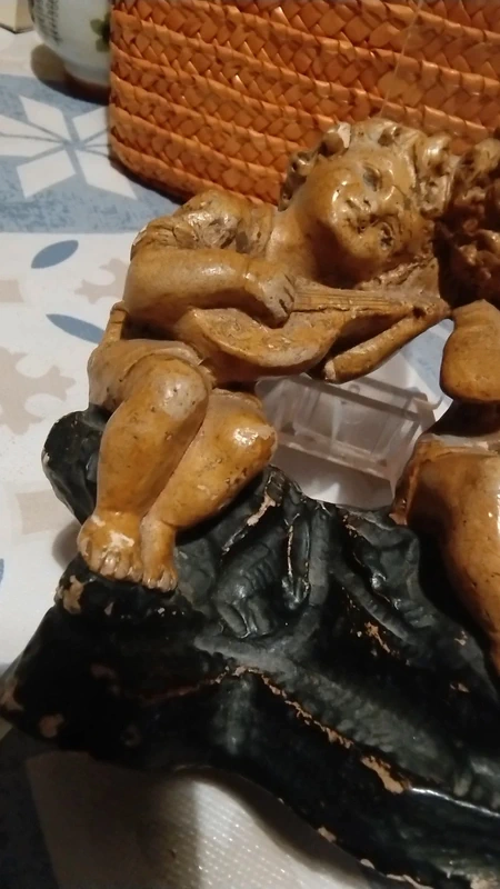 coppia bambini bimbi in gesso antico firmato coppia bambini bimbi in gesso antico firmato