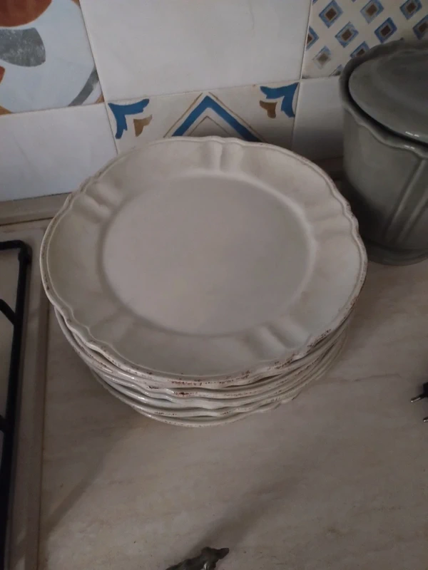 set 6 piatto piano antico ceramica blanc d'ivoire paris france set 6 piatto piano antico ceramica blanc d'ivoire paris france