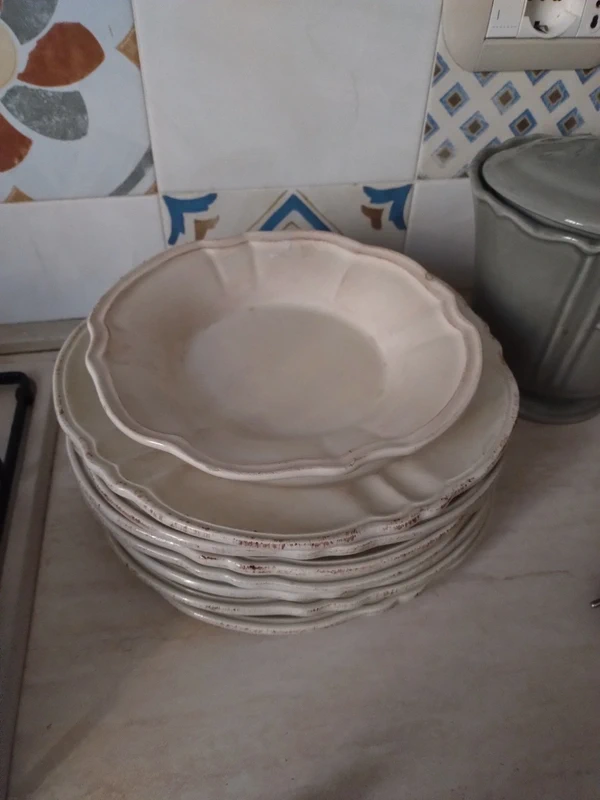 set 6 piatto piano antico ceramica blanc d'ivoire paris france set 6 piatto piano antico ceramica blanc d'ivoire paris france