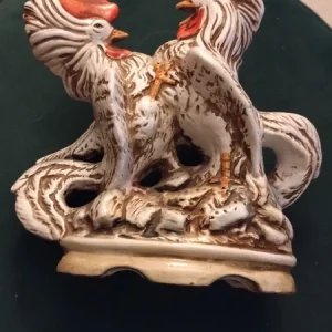 coppia gallo ceramica made in italy stile bassano