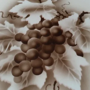 piatto sotto pentola ceramica decoro uva sui toni del marrone
