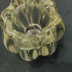 vaso vasetto porta candele in vetro pieno verde murano italy