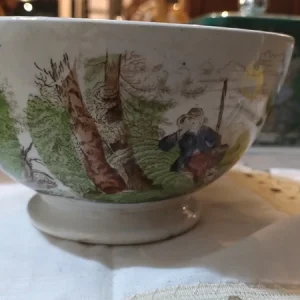 antica tazza colazione ceramica azzurra lavorazione fiore incisa s.c. lombarda (copia)