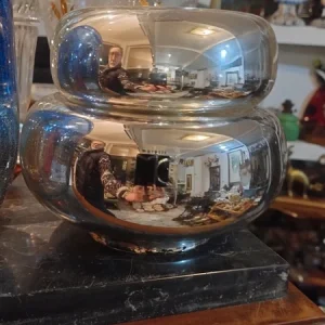 vaso o ciotola vetro argentato moretti murano italy