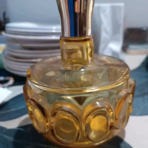 bottiglia da profumo vetro giallo tappo metallo