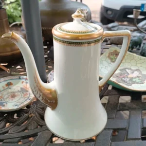 caffettiera teiera porcellana bianco oro marchio limoges france
