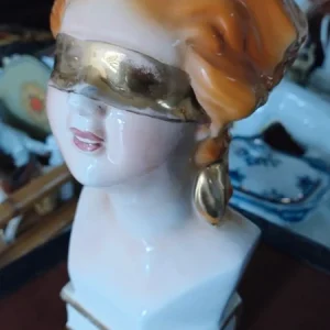 busto donna dea bendata anni 50 ceramica policroma