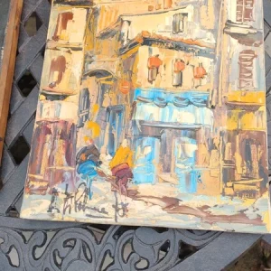 quadrio olio su tela raffigurante un paese molto colorato