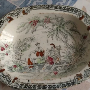 piatto orientale antico del 1800 pekin b&h