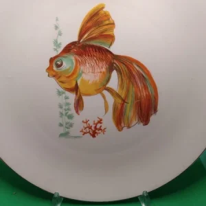 set servizio 5 piatti pesce colorato vintage monopoli italia